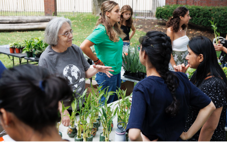 people at a plant sale